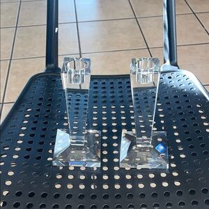 Oleg Cassini Elegant Crystal Candle Holders set of two.